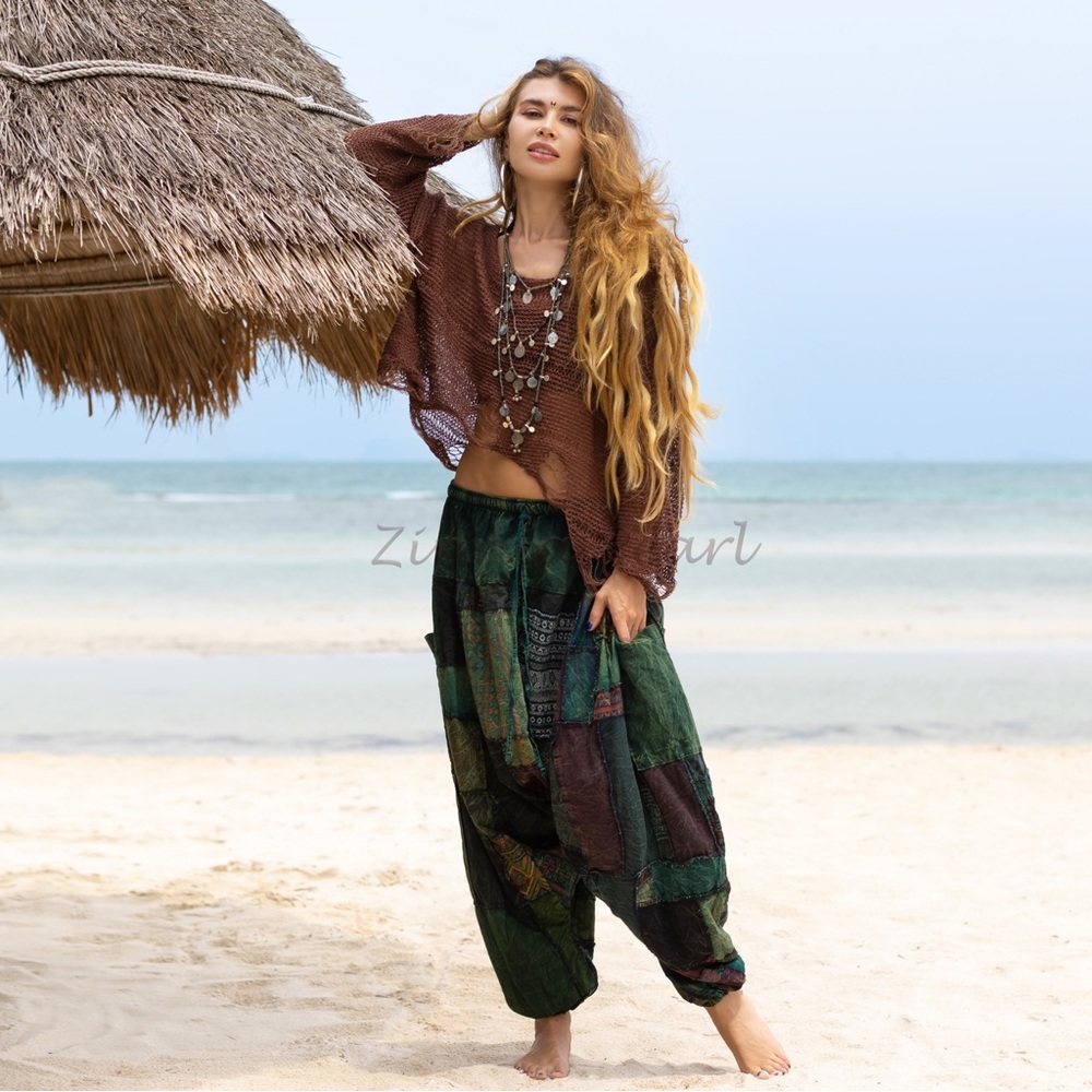 Spiritu Patchwork Pants Boho Long Harem Handmade Festival Women Men One Size